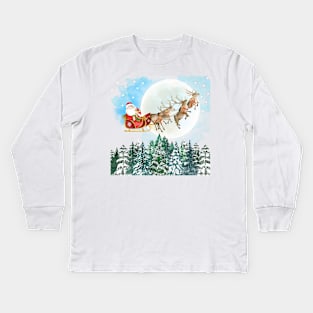 Santa’s Night to Ride Kids Long Sleeve T-Shirt